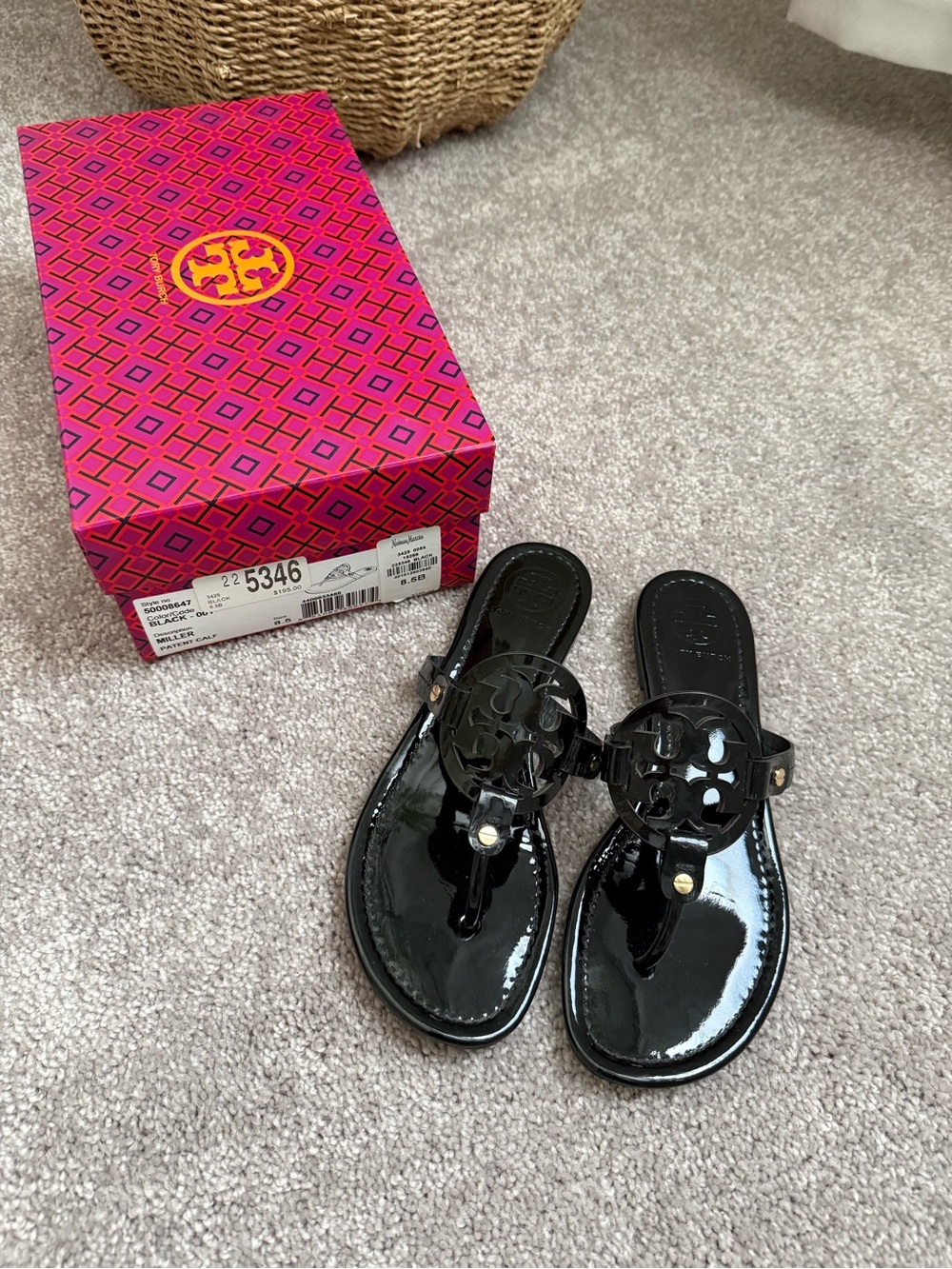 Tory Burch Miller Black Patent Sandal